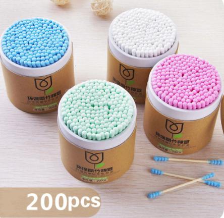 Cotton Swabs- 200 pcs Soft Wood Sticks Cotton Swabs