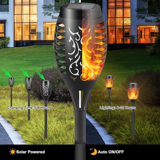 Solar Lights Torches LED Flickering Flames golden(black) (pack of 1)