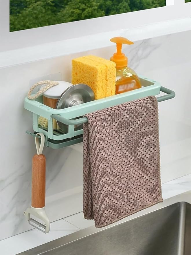 Hanging Drain Rack Bathroom Wall Hanging Holder Bathroom Sink Tray with Drying Basket [PACK OF 1]