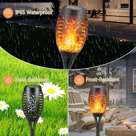 Solar Lights Torches LED Flickering Flames golden(black) (pack of 1)