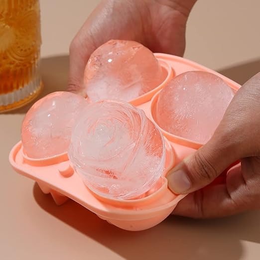 Ice Cube Tray, 3D Rose Ice Cube Molds, Reusable 4 Cavity Silicone Rose Ice Ball Maker Mold