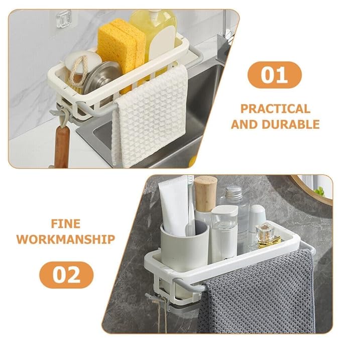 Hanging Drain Rack Bathroom Wall Hanging Holder Bathroom Sink Tray with Drying Basket [PACK OF 1]