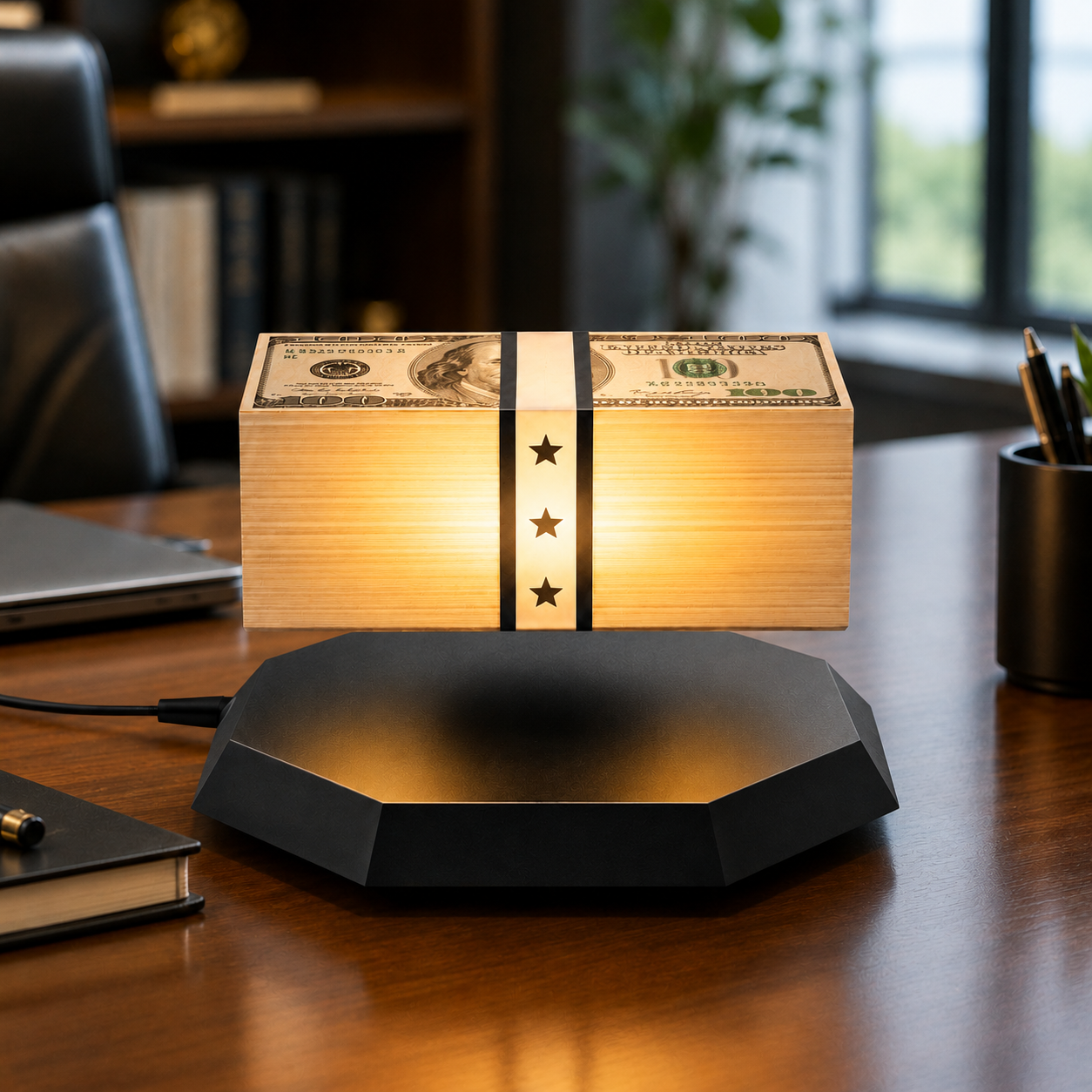GTA Levitating Money Stack Accent Lamp Warm White Modern Matte