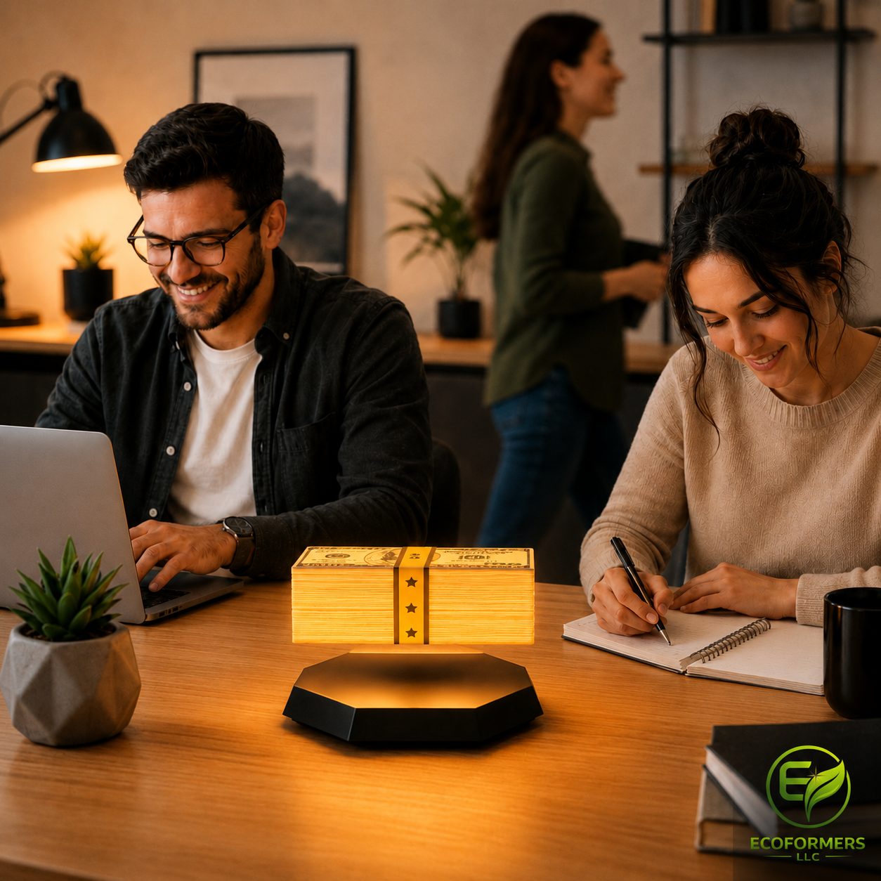 GTA Levitating Money Stack Accent Lamp Warm White Modern Matte — view 3
