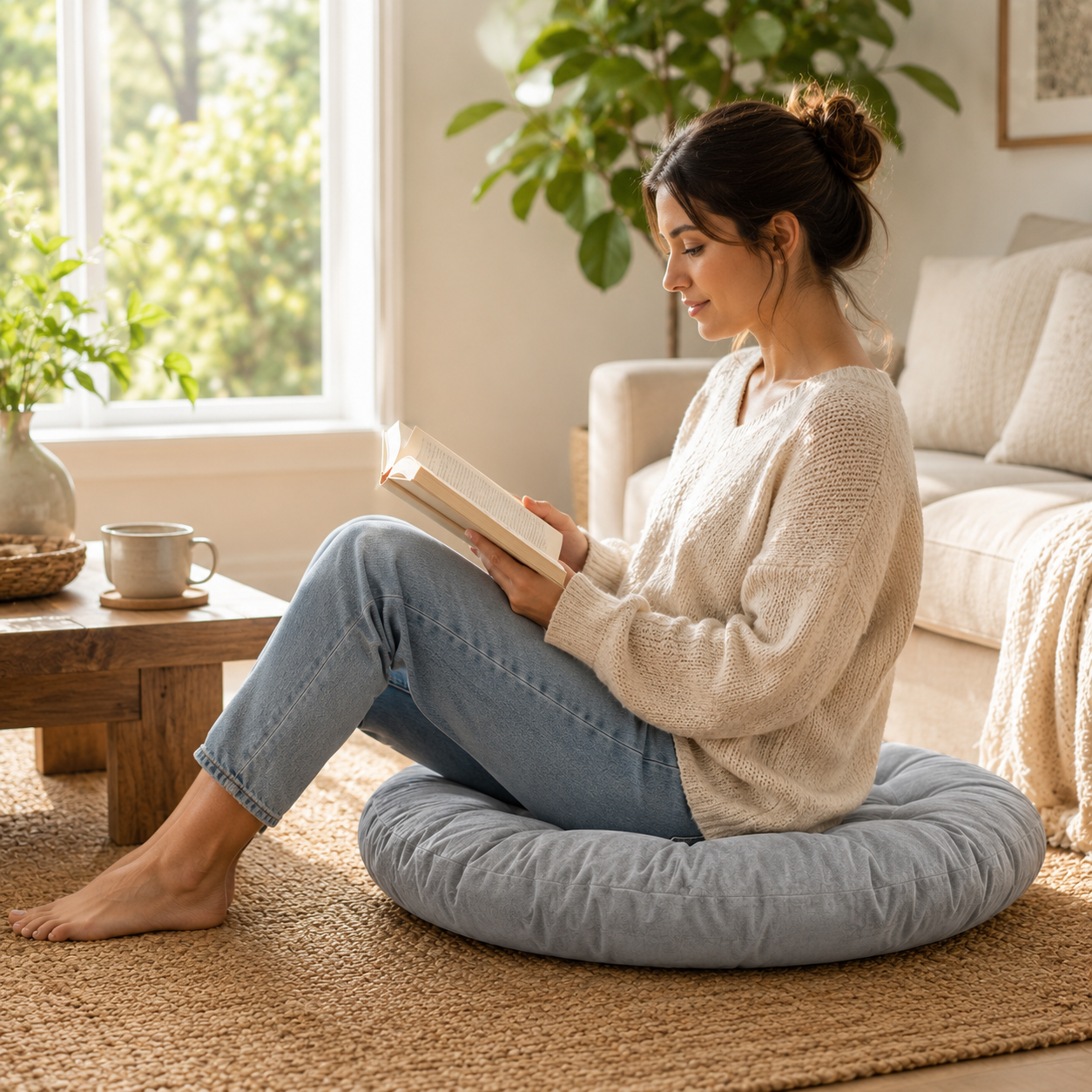 Round Floor Pillow Cushion · 22 in