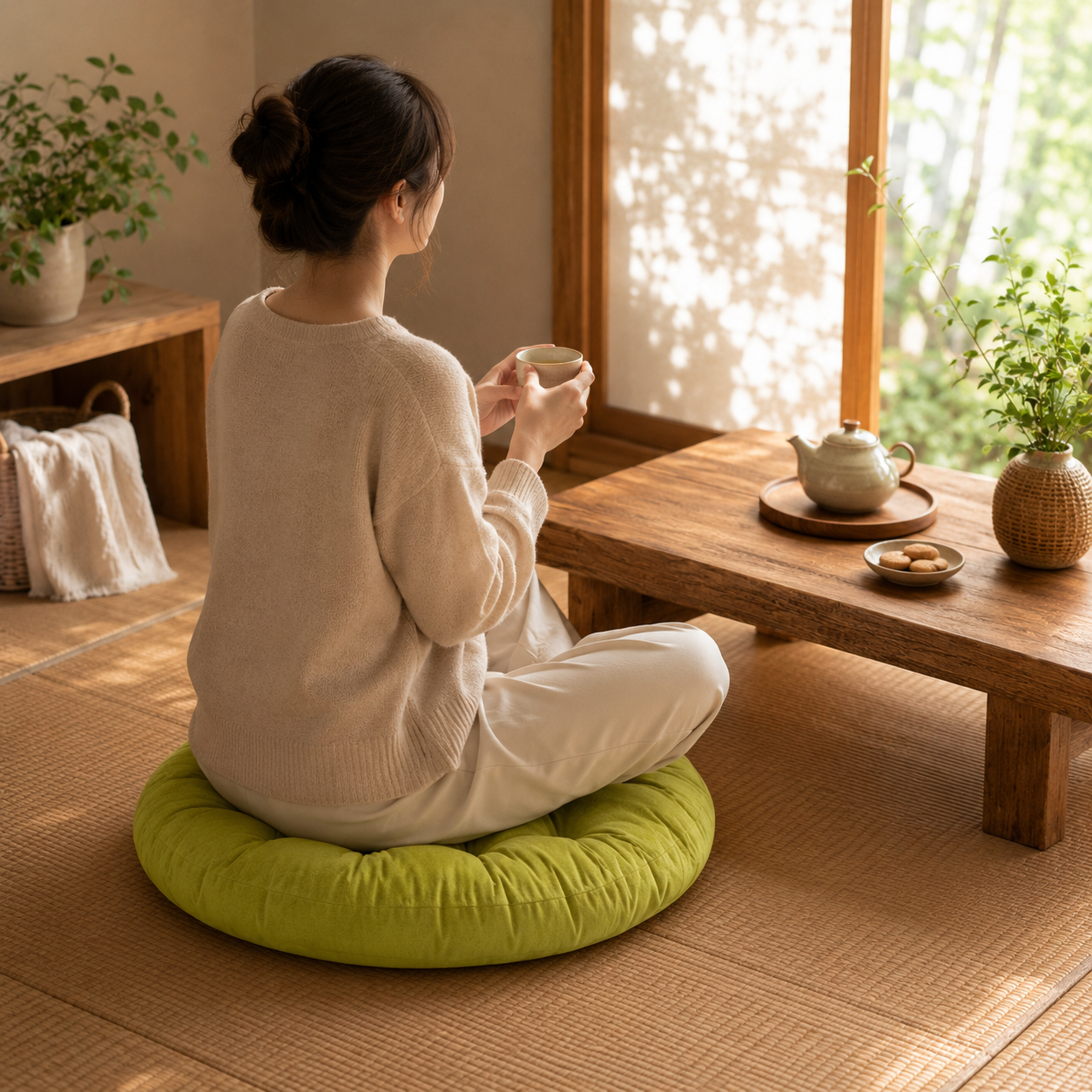 Round Floor Pillow Cushion · 22 in — view 2