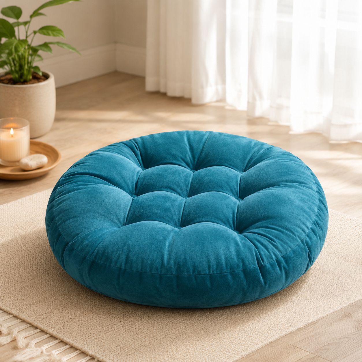 Round Floor Pillow Cushion · 22 in — view 7