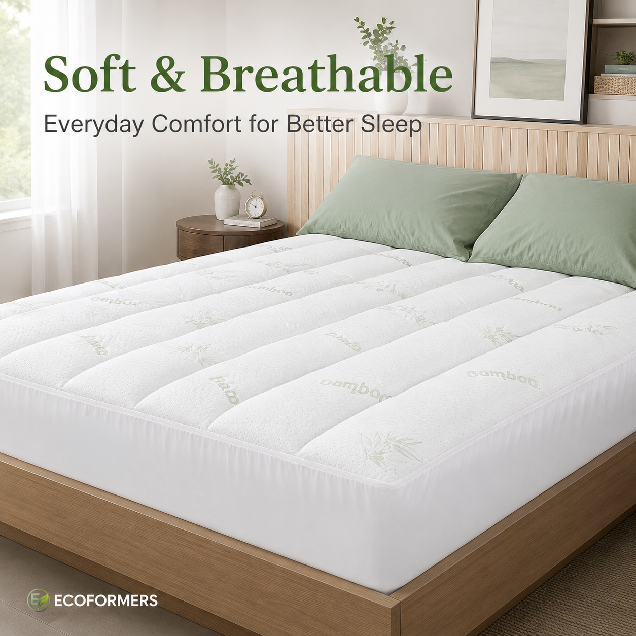 ECOFORMERS Bamboo Mattress Topper – Soft Quilted Deep Pocket — view 5