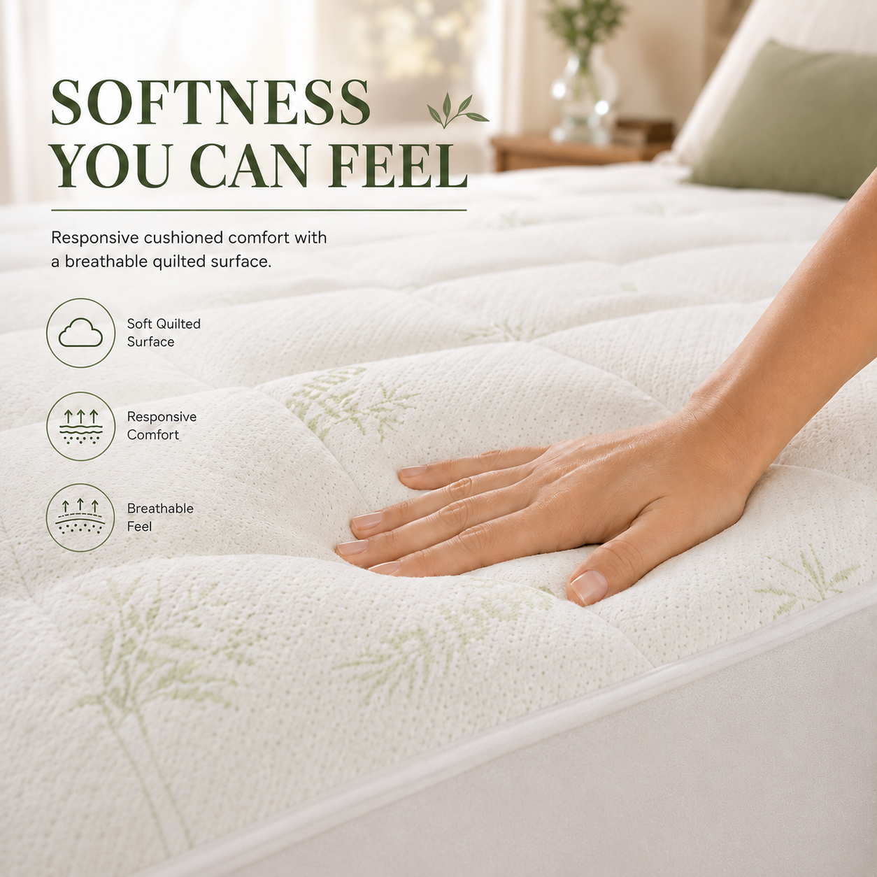 Bamboo Mattress Topper – Soft Quilted Deep Pocket — view 2