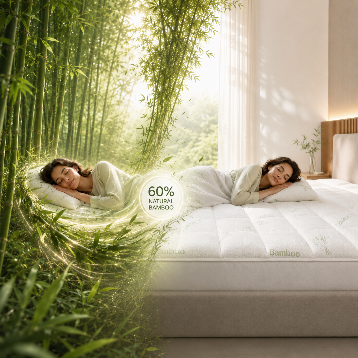 Bamboo Mattress Topper – Soft Quilted Deep Pocket — view 5
