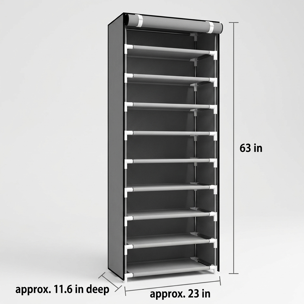 10-Layer Fabric Shoe Cabinet with Dust Cover — view 3
