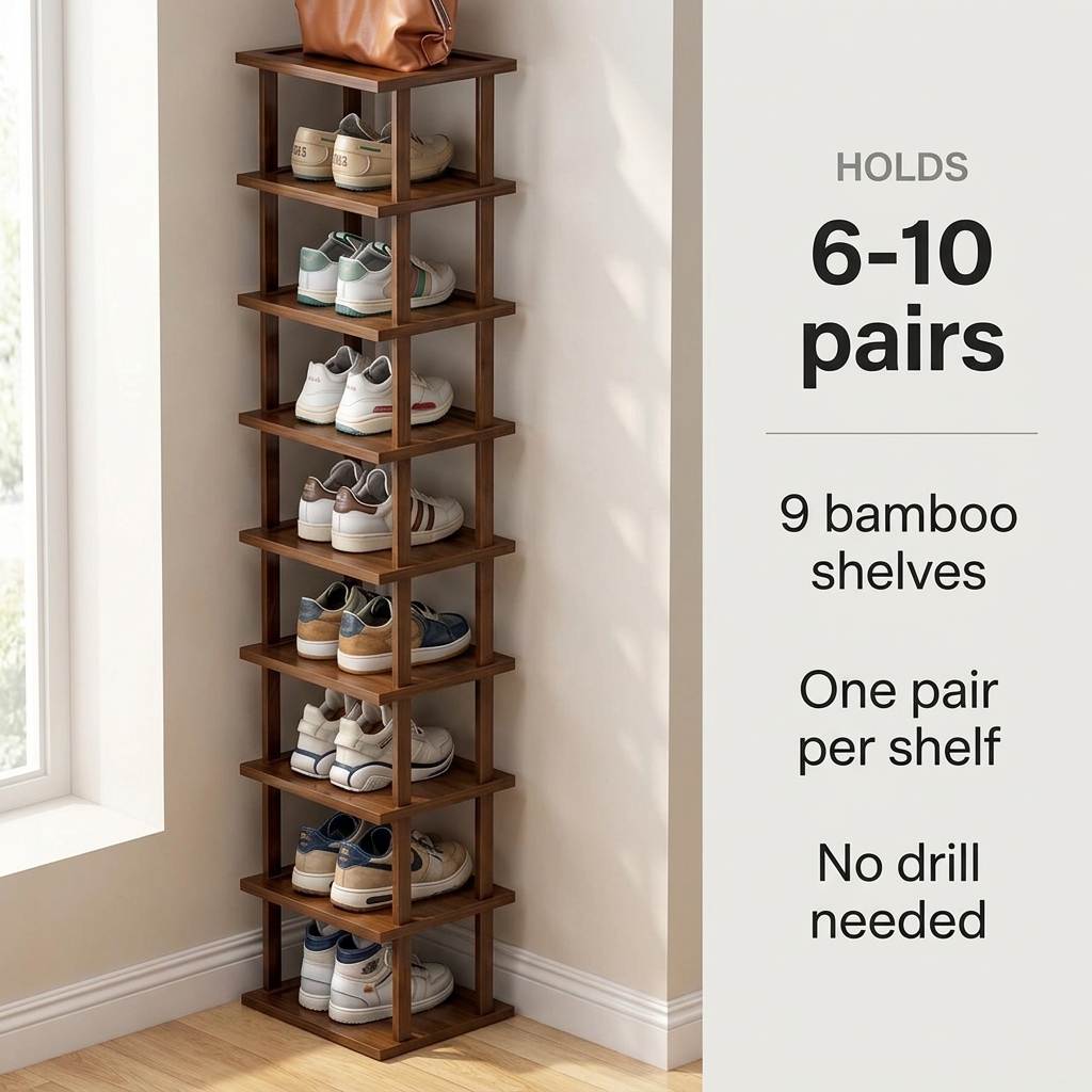 9-Tier Bamboo Shoe Tower — view 2