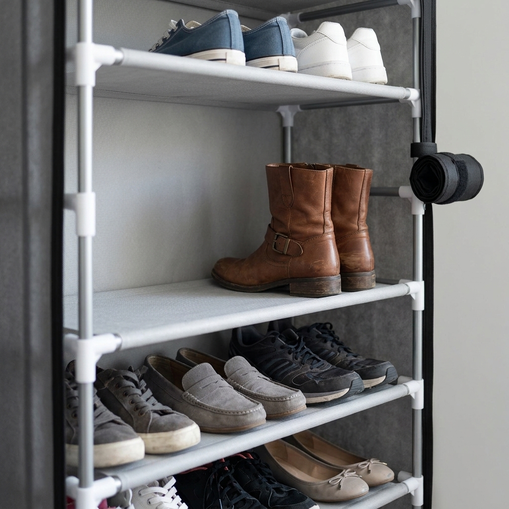 10-Layer Fabric Shoe Cabinet with Dust Cover — view 5