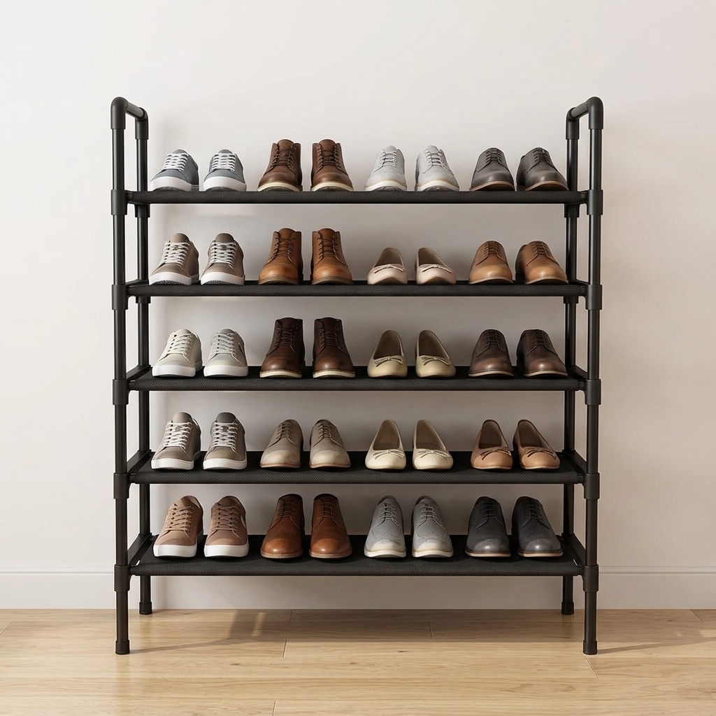 5-Tier Shoe Rack with Fabric Shelves — view 5