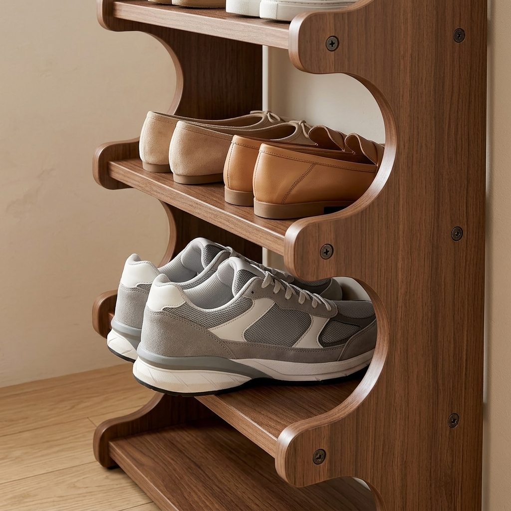 5-Tier Bamboo Shoe Rack, Walnut Tone — view 6