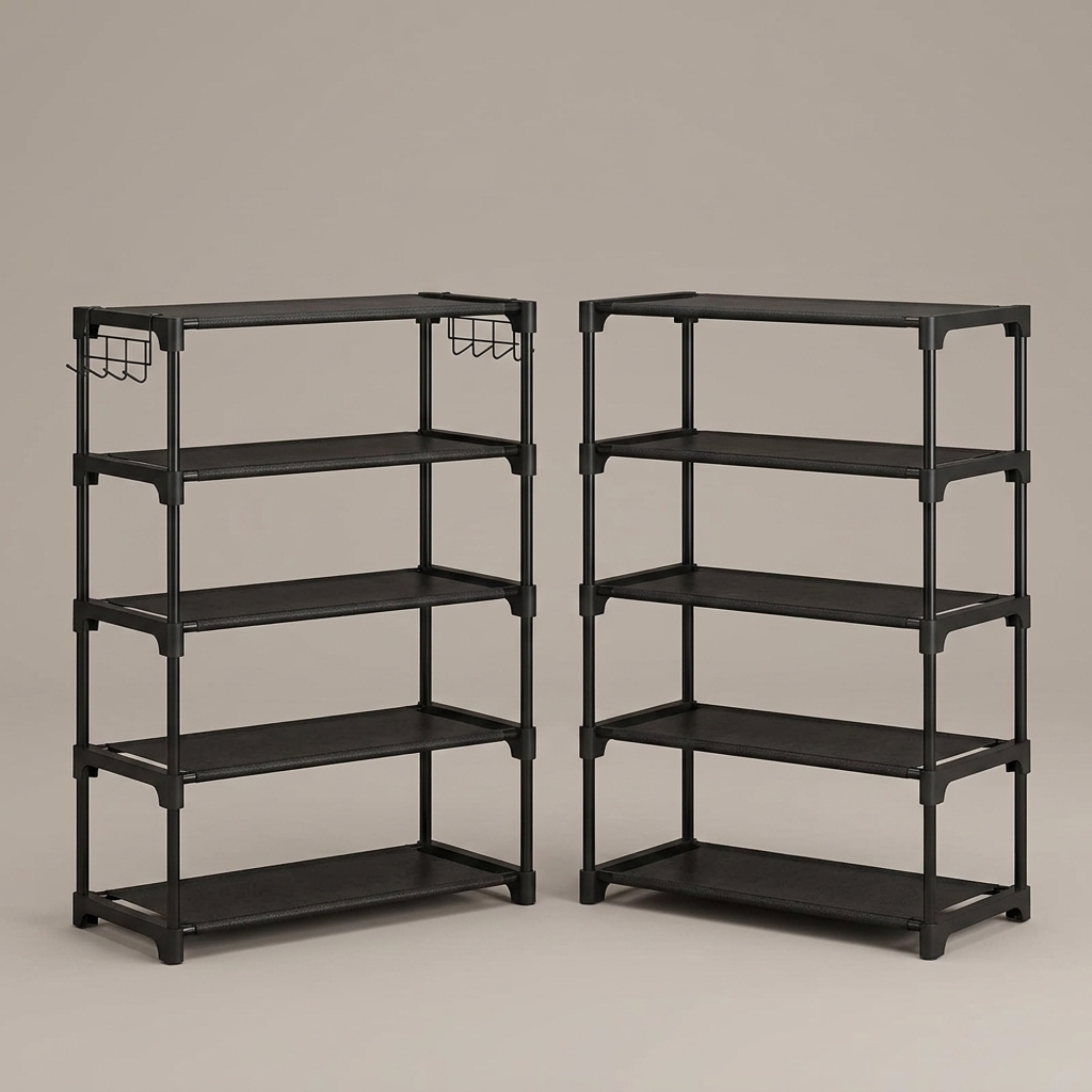 10-Tier Tall Shoe Rack with Hooks — view 7