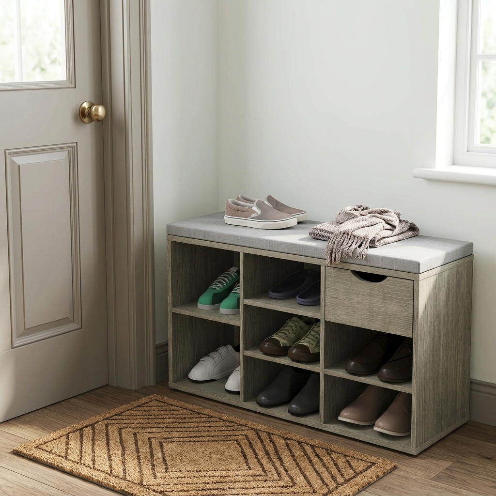 Storage Bench with Padded Seat and Drawer — view 3
