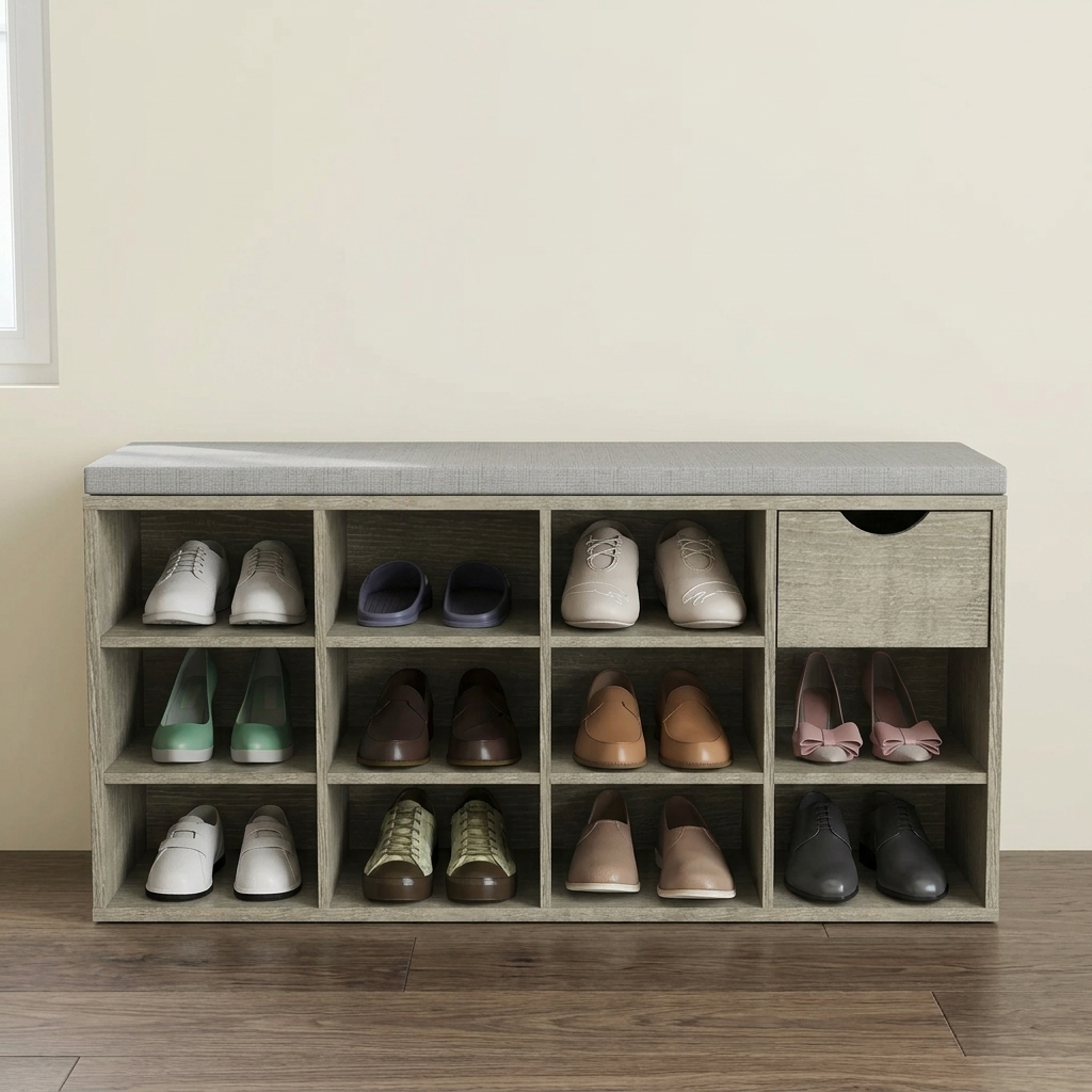 Storage Bench with Padded Seat and Drawer — view 5