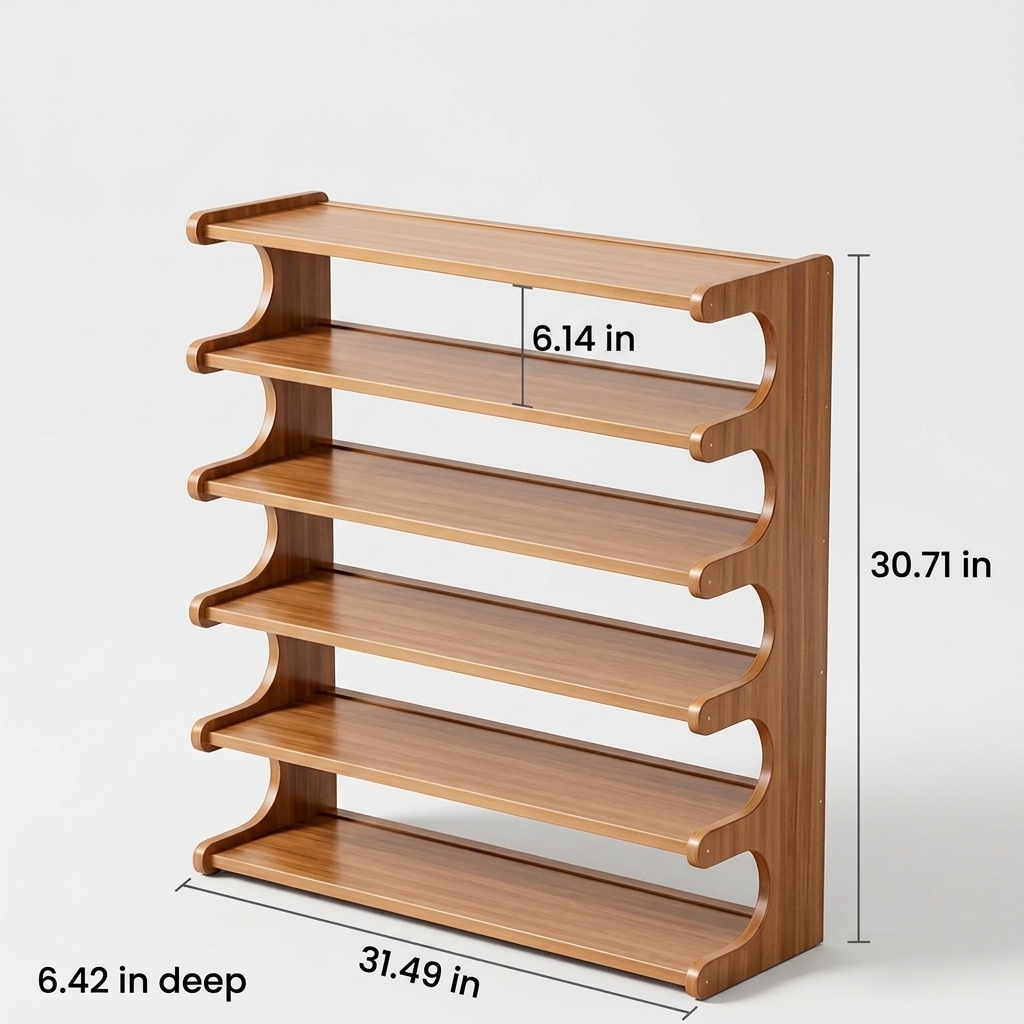 6-Tier Bamboo Shoe Rack — view 4