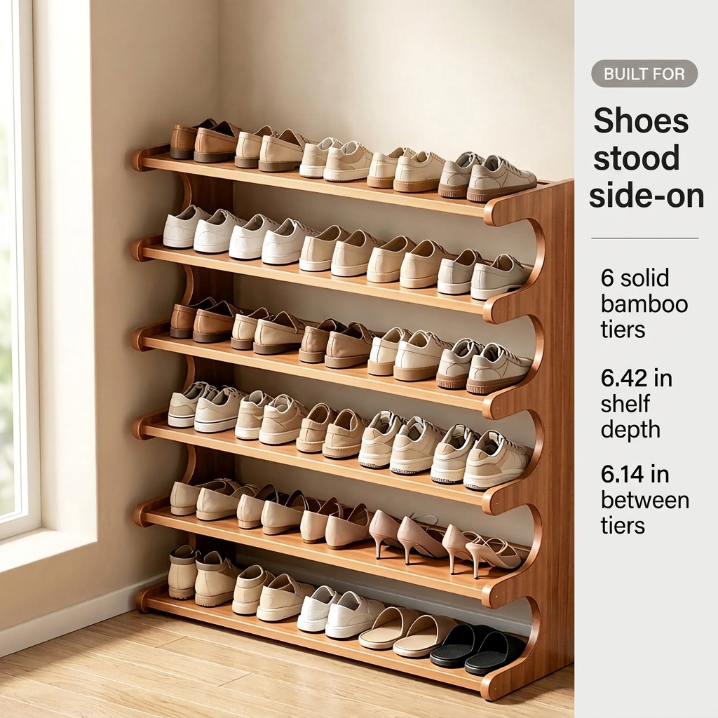 6-Tier Bamboo Shoe Rack — view 2