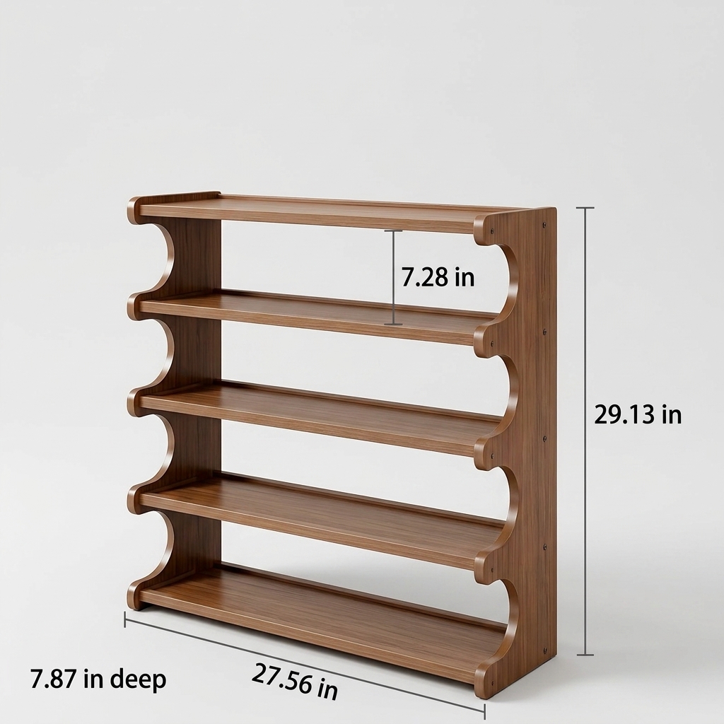 5-Tier Bamboo Shoe Rack, Walnut Tone — view 3