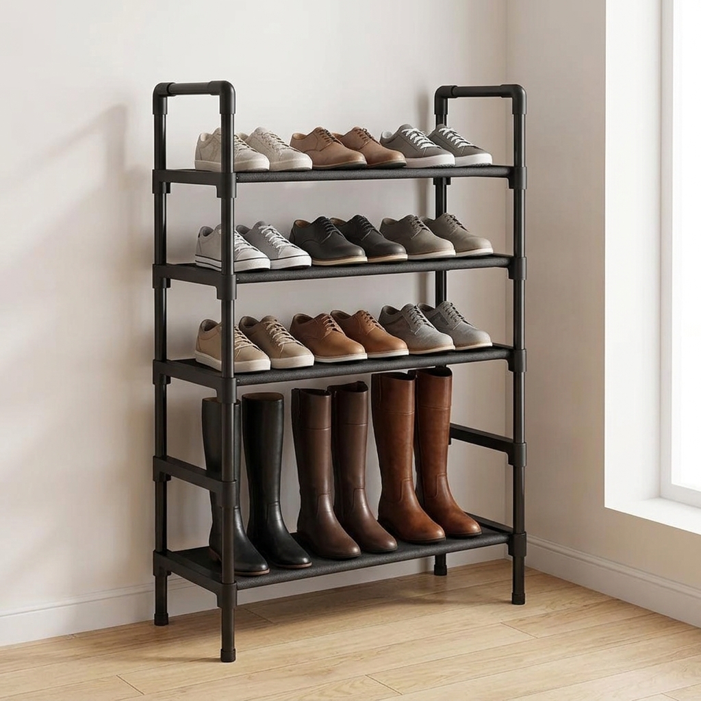 5-Tier Shoe Rack with Fabric Shelves — view 3