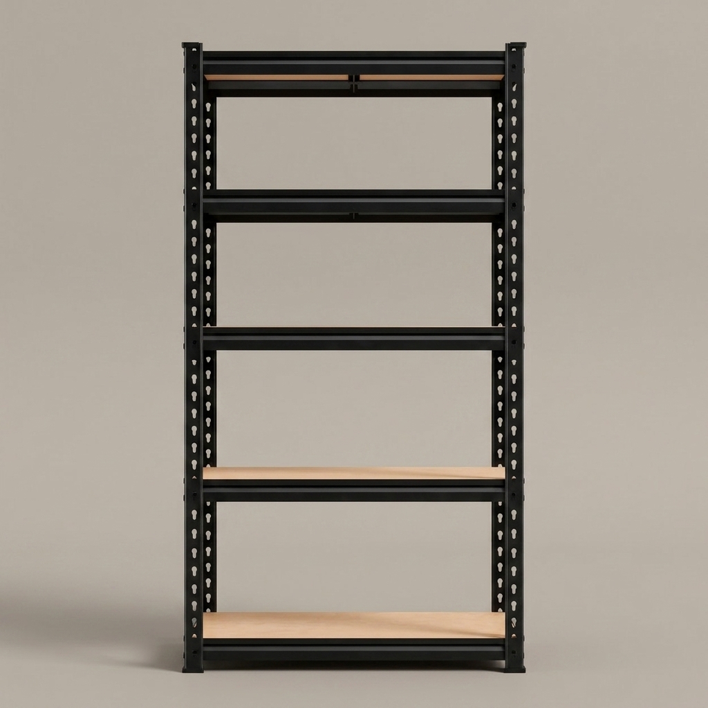 Boltless 5-Tier Storage Rack, Black Steel Frame — view 2