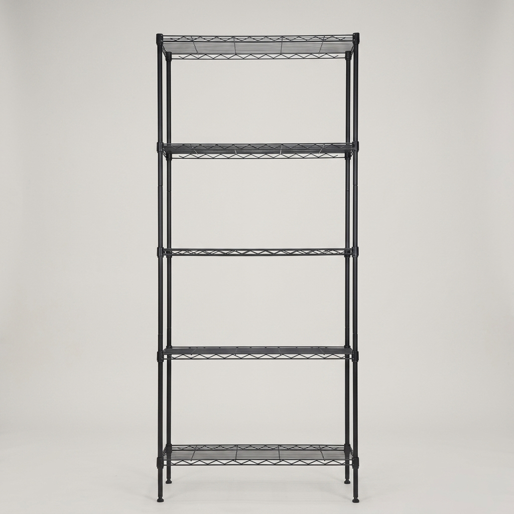 5-Tier Wire Shelving Unit, Black — view 2