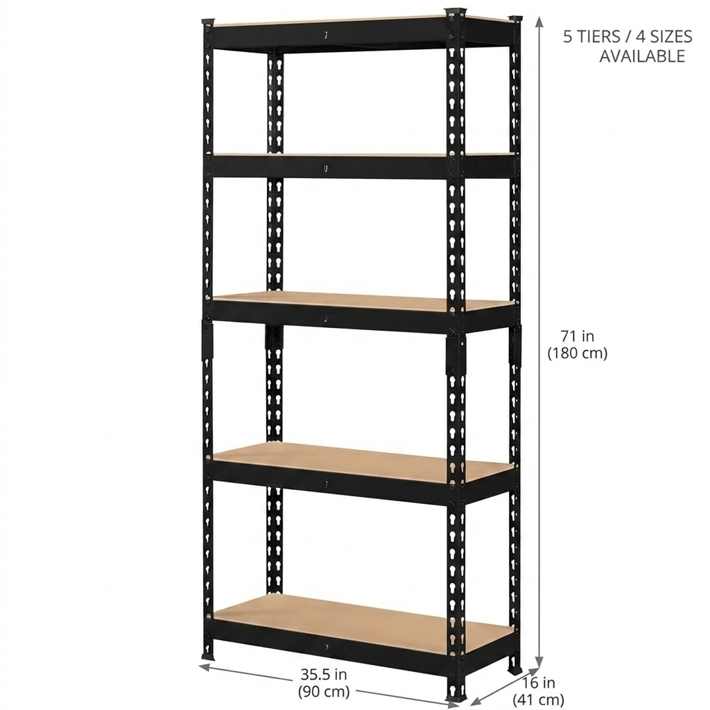 5-Tier Storage Rack, MDF Shelves on a Steel Frame — view 6
