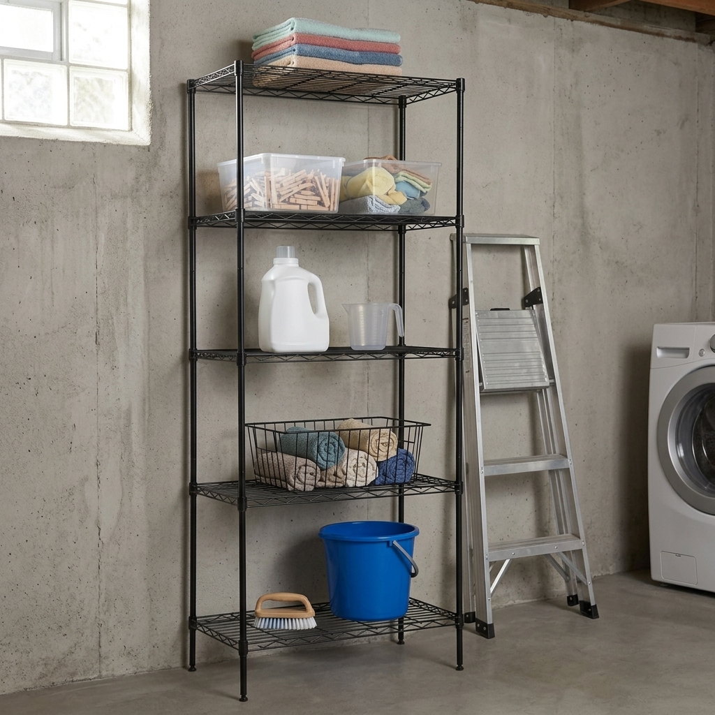 5-Tier Wire Shelving Unit, Black — view 3