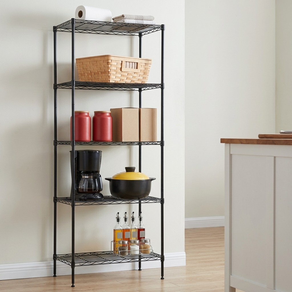 5-Tier Wire Shelving Unit, Black