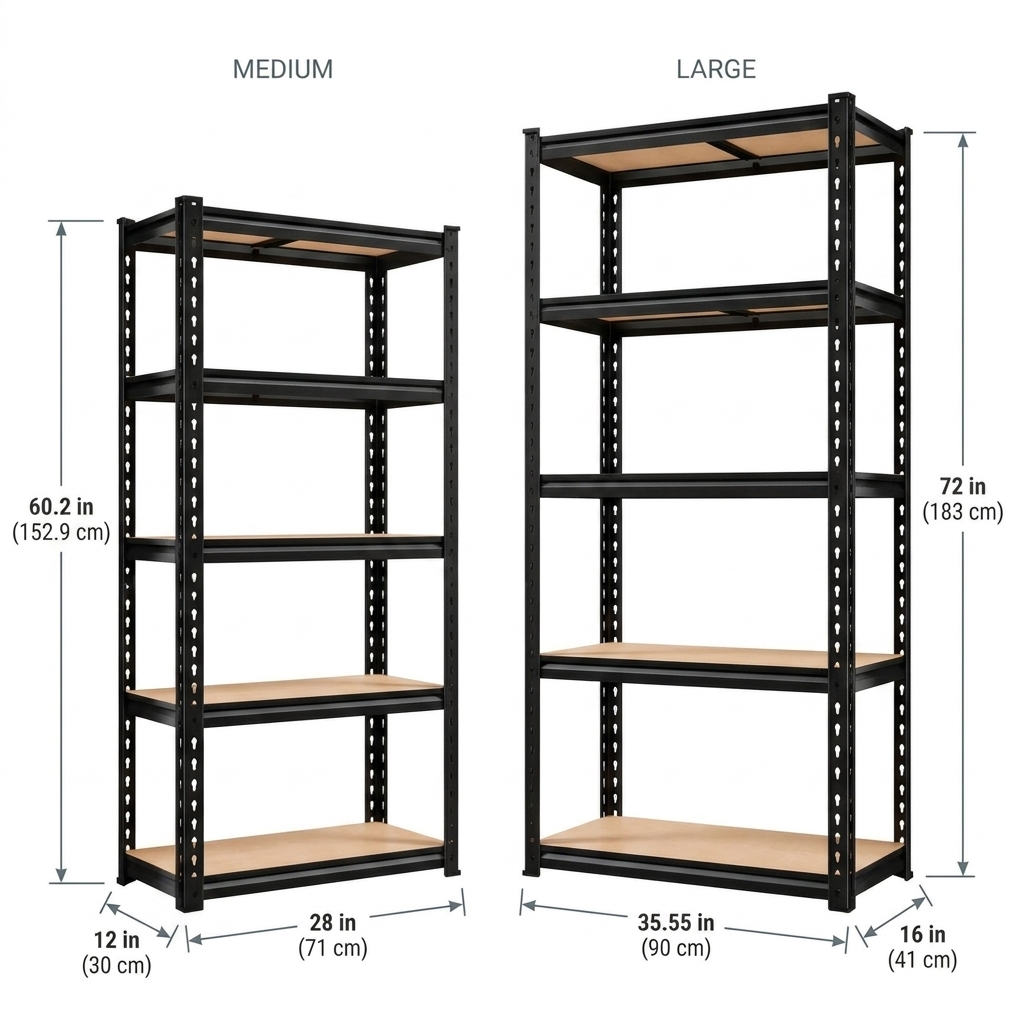 Boltless 5-Tier Storage Rack, Black Steel Frame — view 6