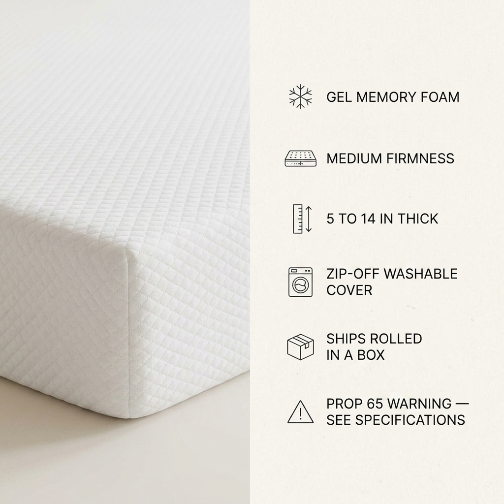 Gel Memory Foam Mattress, Medium Firm — view 7