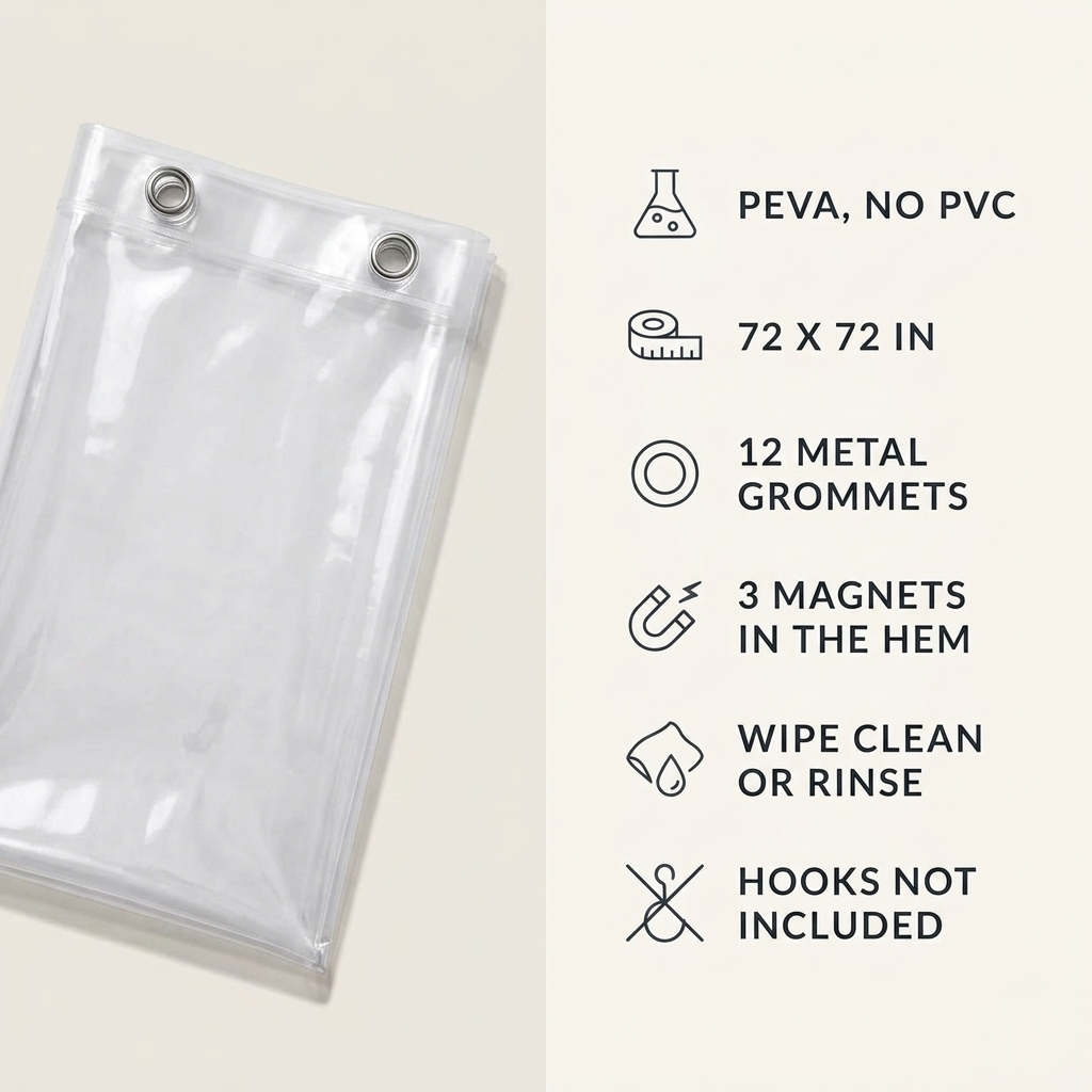 Clear PEVA Shower Liner, 72 × 72 in — view 7