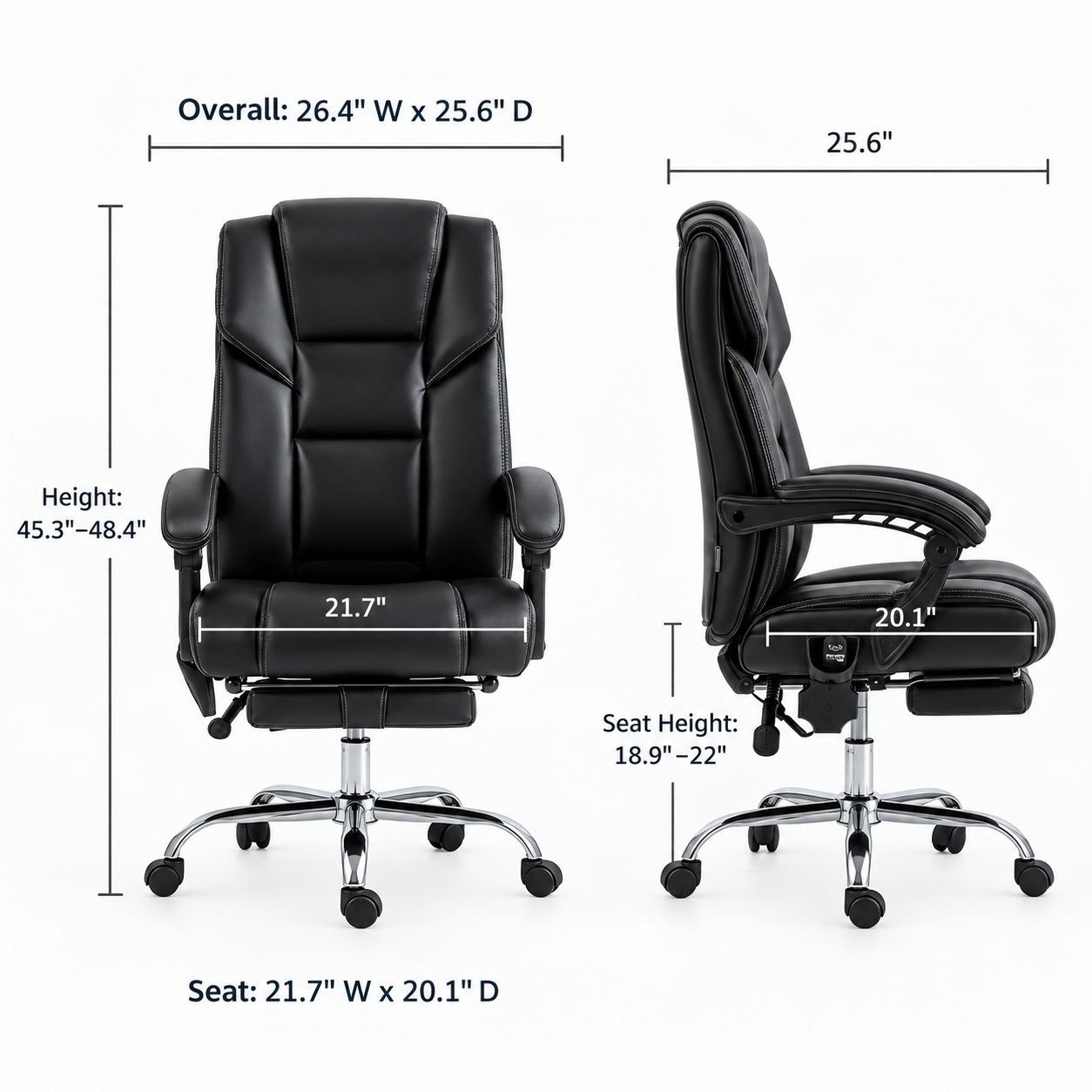 Black Faux Leather Massage Office Chair with Heat — view 2