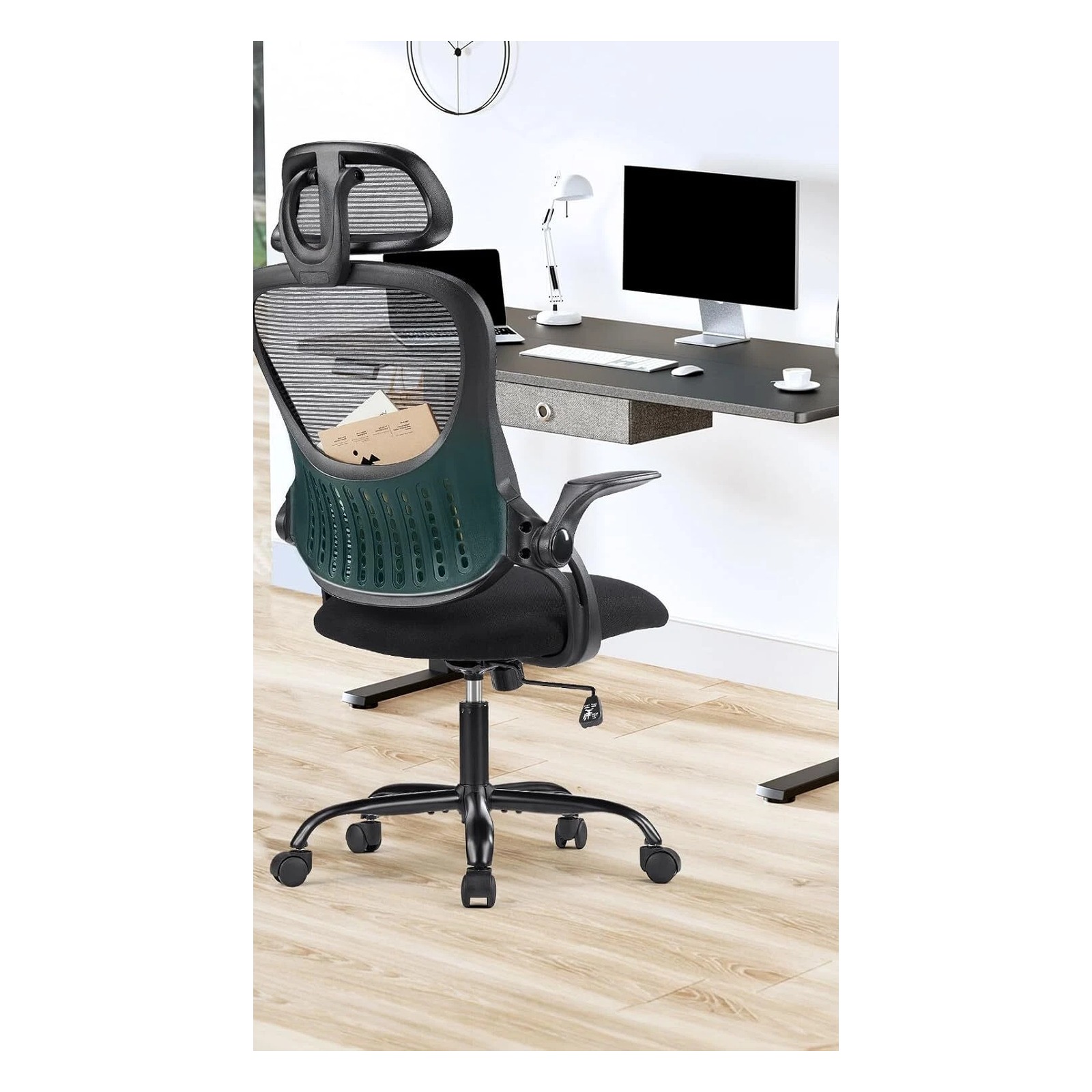 JHK High-Back Mesh Office Chair with Flip-Up Arms — view 4