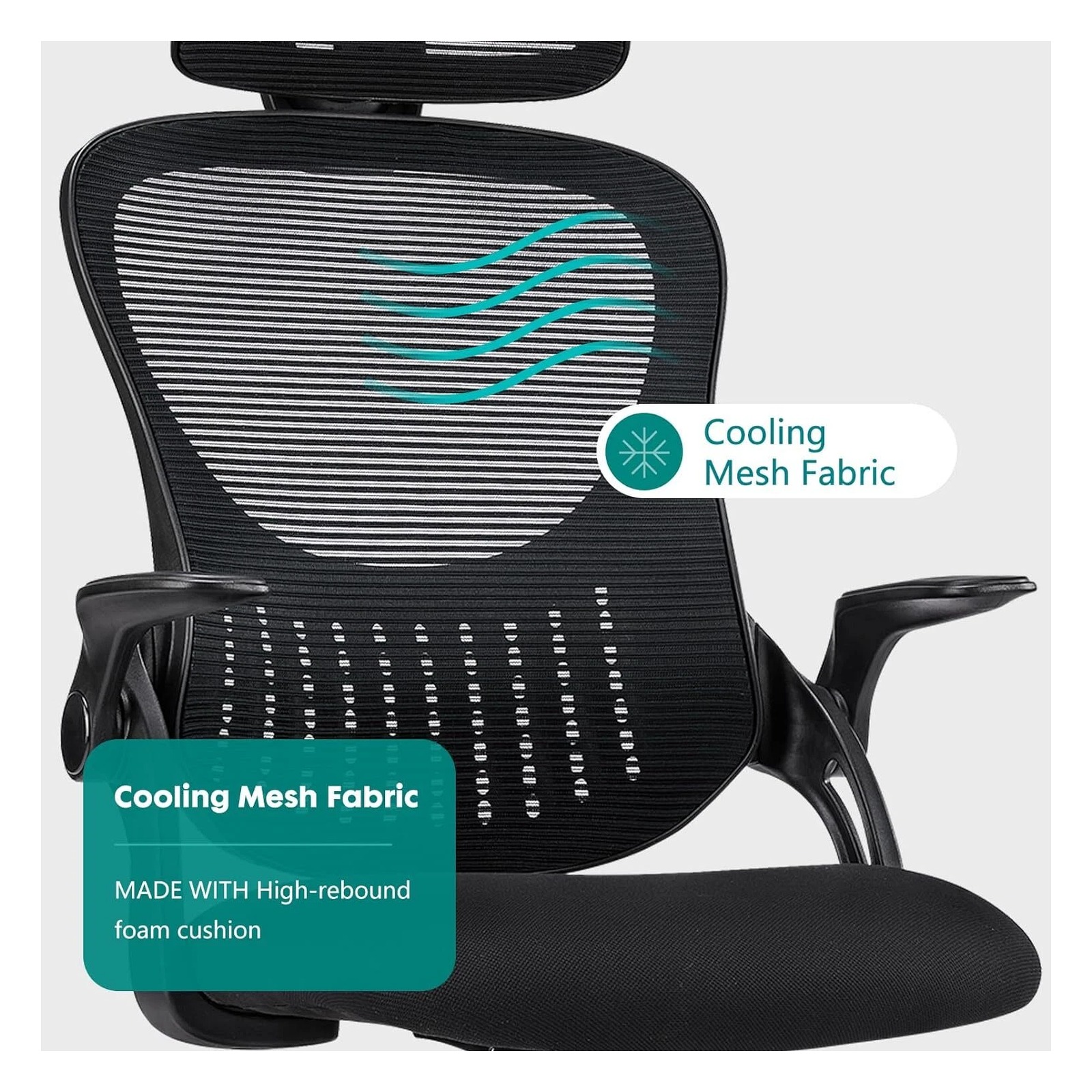 JHK High-Back Mesh Office Chair with Flip-Up Arms — view 6