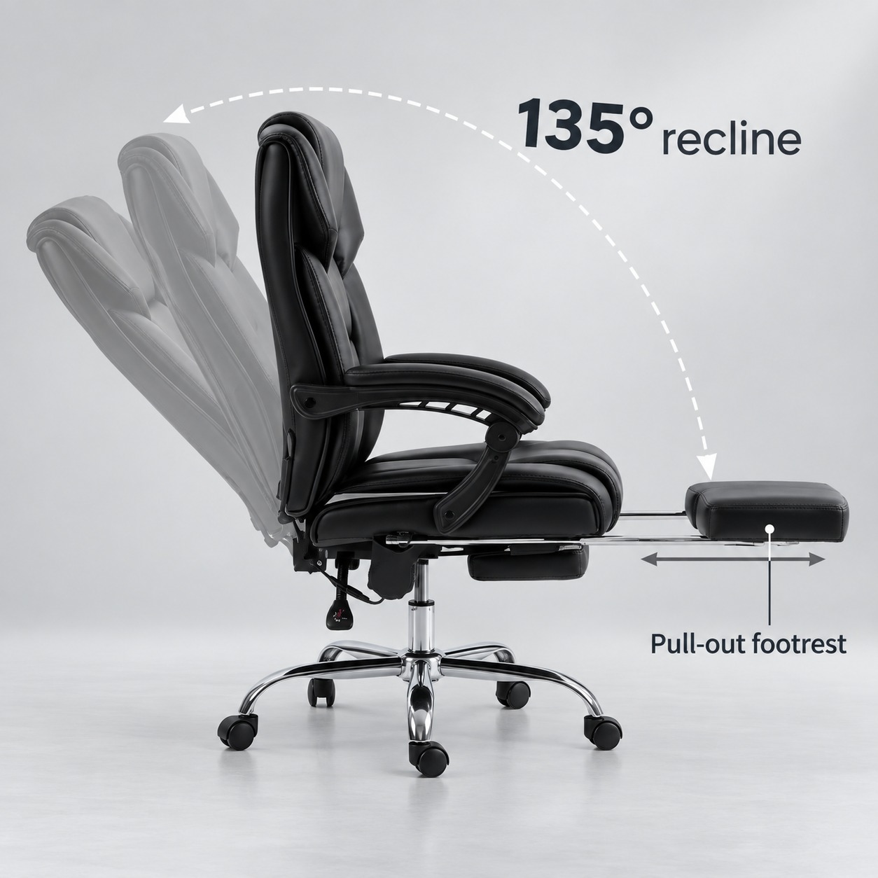 Black Faux Leather Massage Office Chair with Heat — view 4