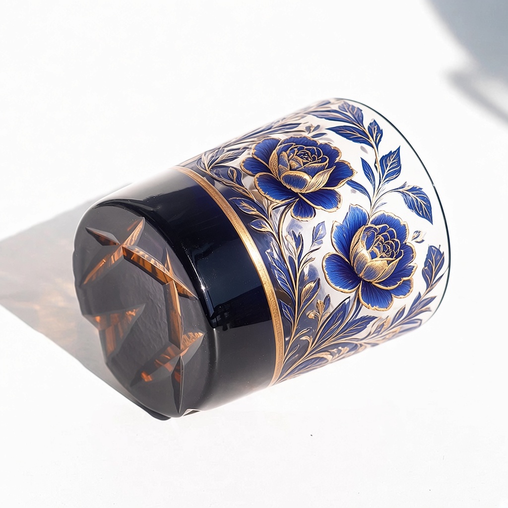 Edo Kiriko-Style Blue Cut Whiskey Tumbler — view 3
