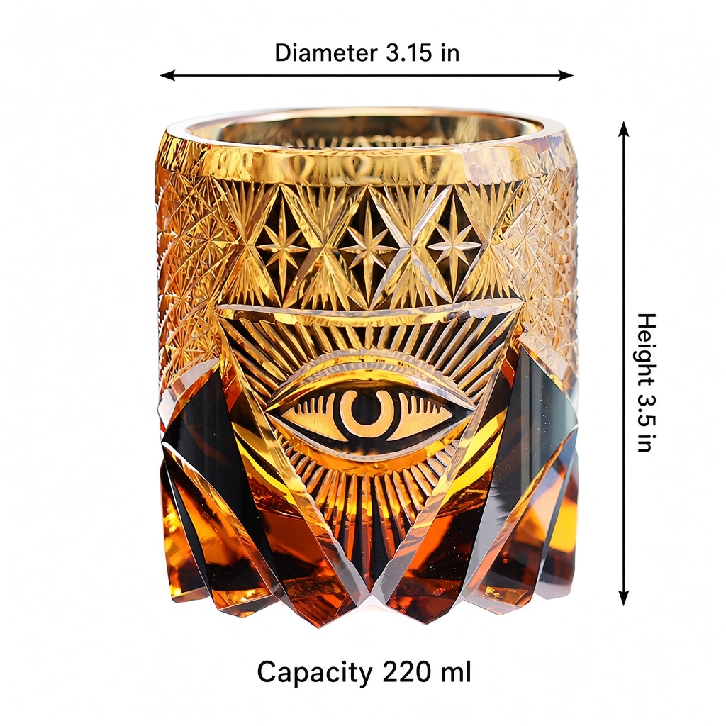 Edo Kiriko-Style Amber Whiskey Tumbler — view 6