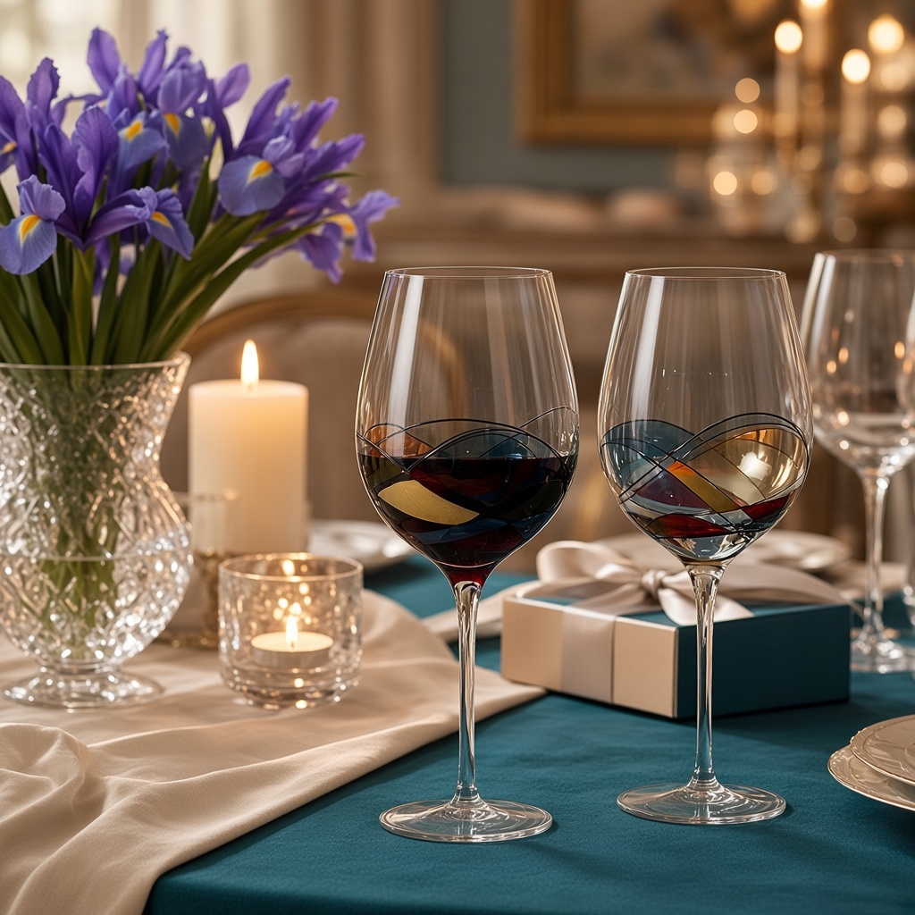 Hand-Painted Red Wine Glasses, Set of 2 — view 7