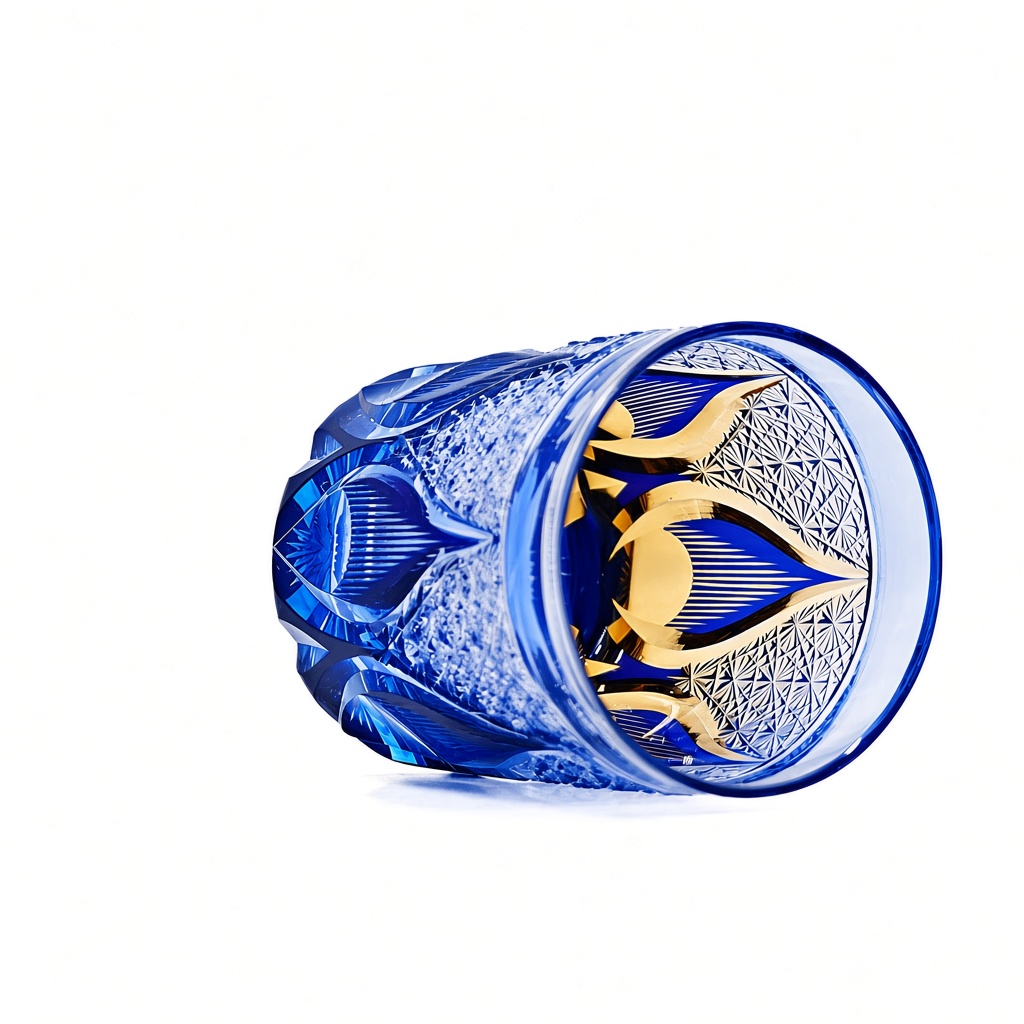 Edo Kiriko-Style Blue Whiskey Tumbler — view 5