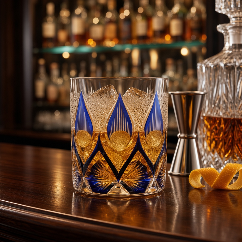 Edo Kiriko-Style Blue Whiskey Tumbler — view 7