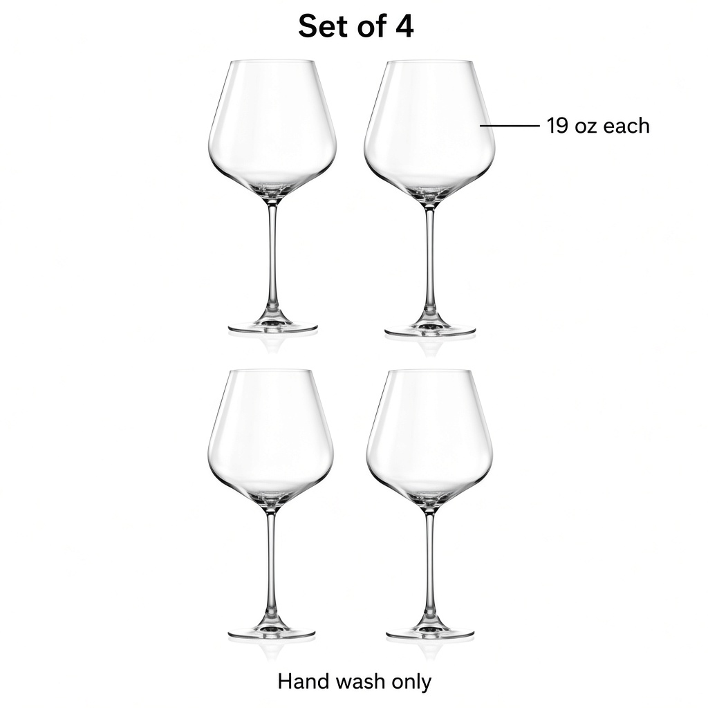 Crystal Wine Glasses, Set of 4 — view 6