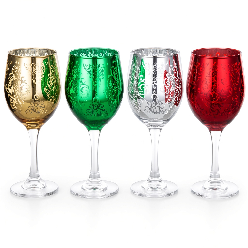 Etched Holiday Wine Glasses, Set of 4 — view 2