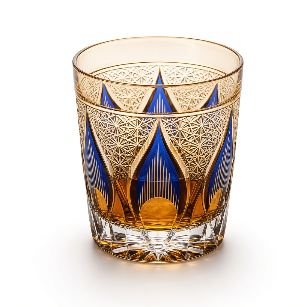 Edo Kiriko-Style Blue Whiskey Tumbler — view 4