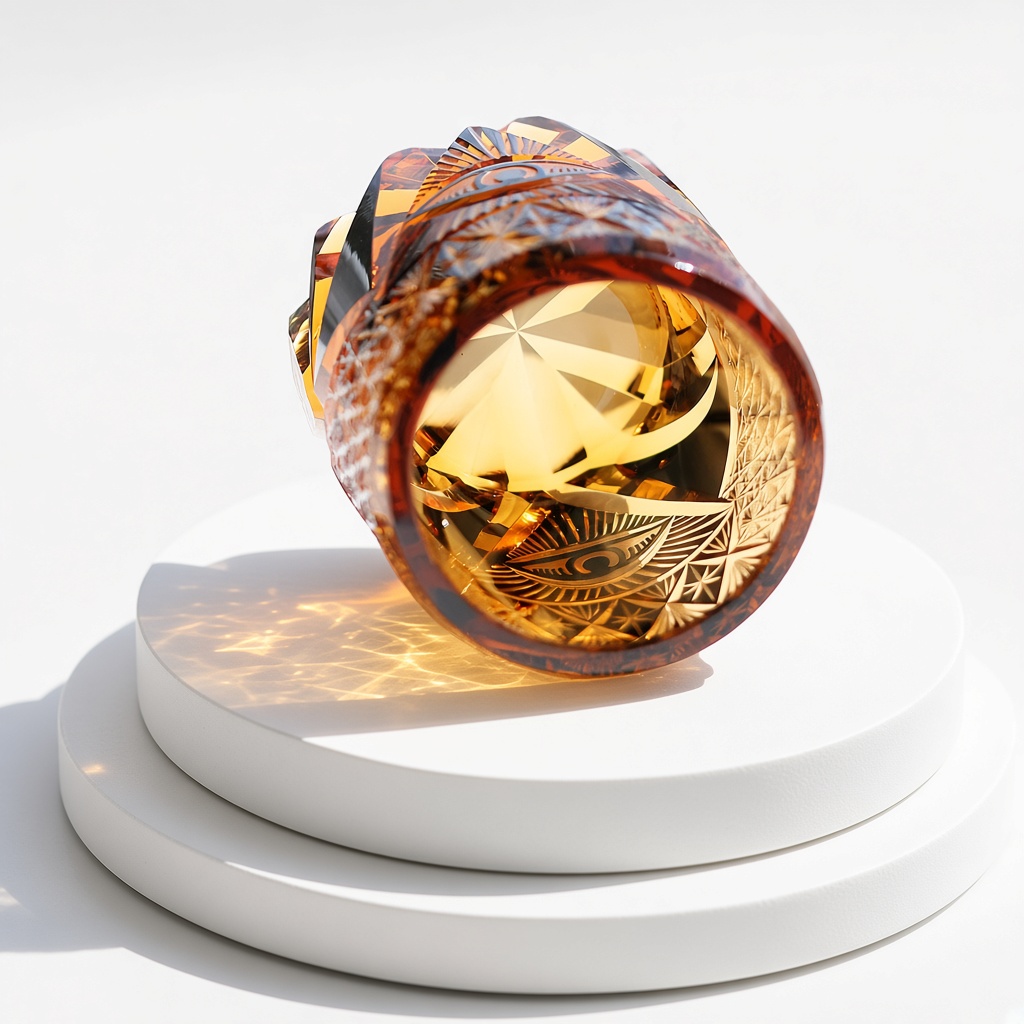 Edo Kiriko-Style Amber Whiskey Tumbler — view 4