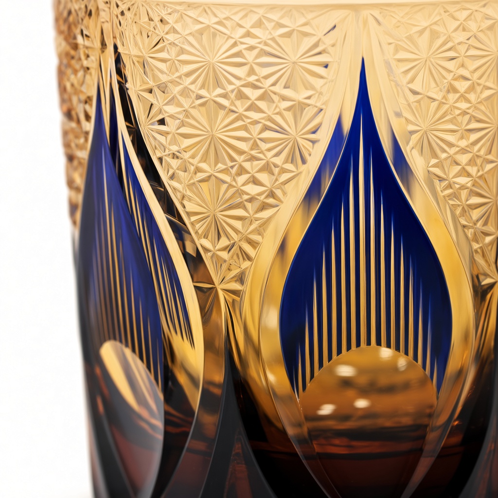 Edo Kiriko-Style Blue Whiskey Tumbler — view 3