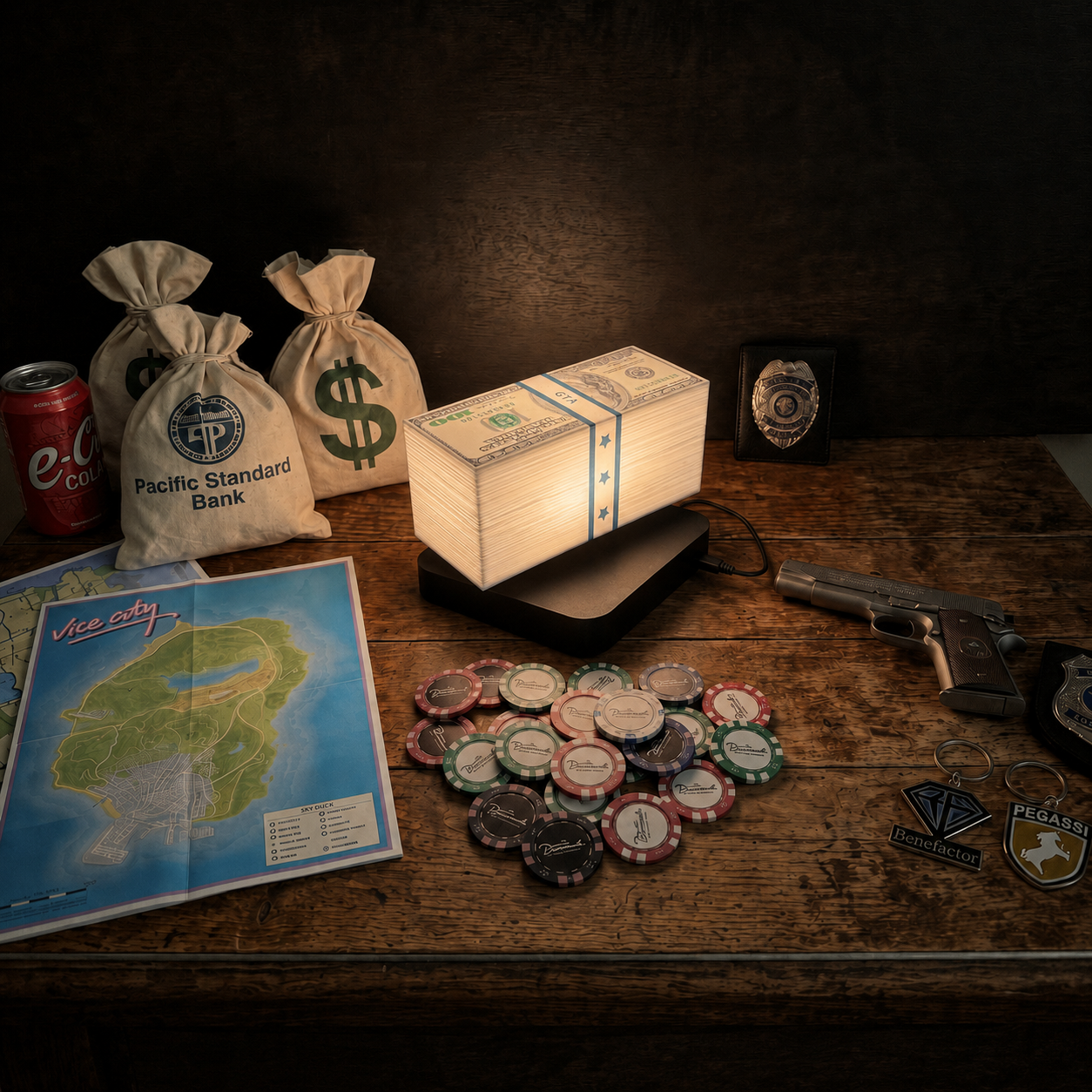Levitating Money Stack Lamp, Warm White, photo 4 of 4