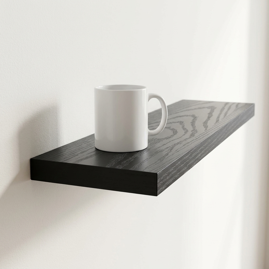 Black Floating Wall Shelf, 16 Inch, photo 2 of 5